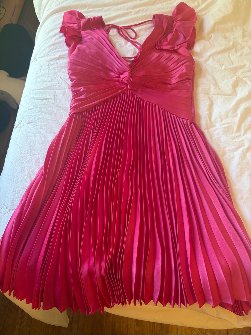 Moon River pleated hot pink dress